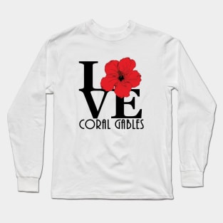 LOVE Coral Gables Red Hibiscus Long Sleeve T-Shirt